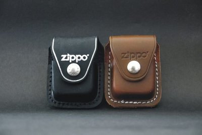 ONE*$1~美國*ZIPPO『牛皮皮套』駝色/黑色*按扣*金屬夾-任選