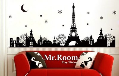 ☆ Mr.Room 空間先生創意 壁貼 時尚巴黎夜景(CT035) 居家佈置 巴黎 艾菲爾鐵塔 民宿指定 電腦割字