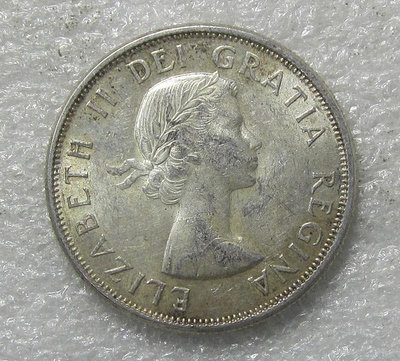 UNC原光加拿大1964年伊麗莎白二世50分銀幣