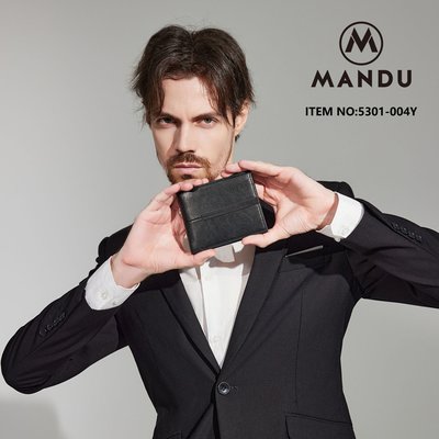 漫度MANDU新款境錢男士錢包休閑PU防盜刷RFID多卡位短款卡包批發