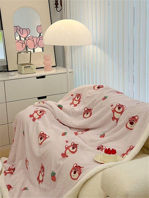 【花臉貓】小小草莓熊！少女心可愛牛奶絨毯子舒適迪士尼卡通毛毯