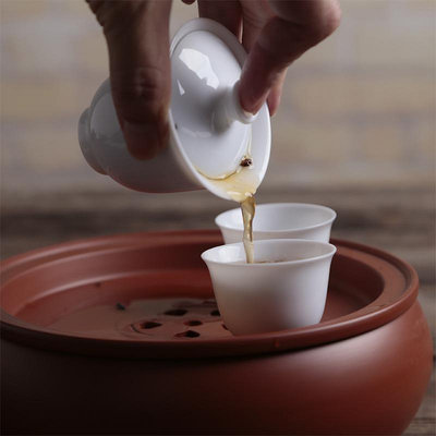 家用旅行小套潮州工功夫茶具精品可養潮汕朱泥陶瓷蓋碗白玉令茶杯