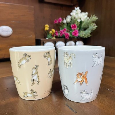 《齊洛瓦鄉村風雜貨》英國Queens 動物天團系列精瓷馬克杯 貓咪咖啡杯 早餐杯 兔子咖啡杯 300ml