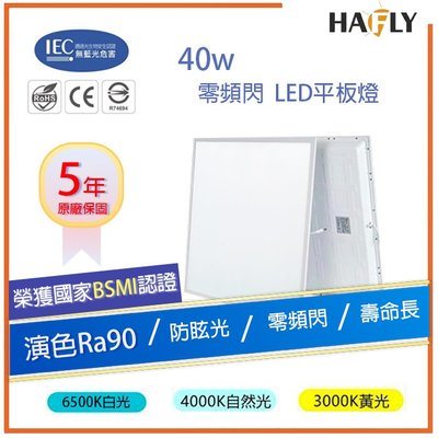 需購2組 HAFLY 零防眩 高演色 40W LED平板燈 CNS認證 直下式 取代輕鋼架燈 面板燈