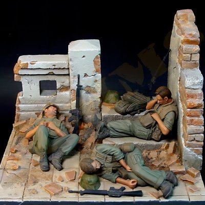 特價!1/35 二戰士兵（帶場景）樹脂模型現貨手辦兵人軍事題材白模-335C