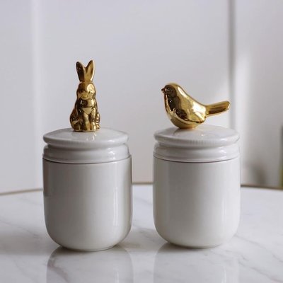 現貨熱銷-寵物紀念罐寵物骨灰盒手工陶瓷骨灰壇罐兔子小鳥去世紀念品包順豐爆款