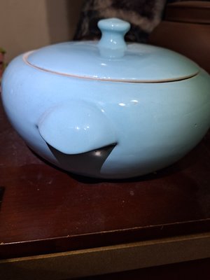 金欣古玩，台灣早期金門陶瓷瓷器，藍釉汽鍋燉鍋瓷器拍賣／02022／14