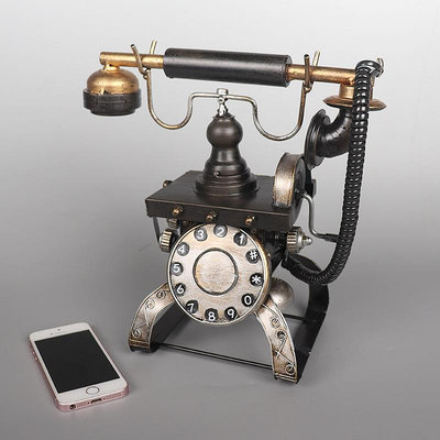現貨創意擺件仿真復古電話機模型鐵藝懷舊家居商鋪陳列裝飾品擺件攝影道具