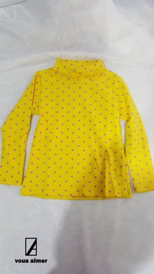 ZN3 童裝 女童裝 韓版高領長袖T恤 內搭 打底上衣 針織上衣 黃色120碼 現貨