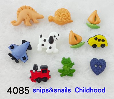 【松芝拼布坊】美國進口造型鈕釦【#4085】snips&snails Childhood【蝸牛】拼布、布料、裝飾