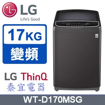 【本月特價】LG樂金 WT-D170MSG 17KG 變頻洗衣機【另有WT-SD179HVG／WT-D179VG】