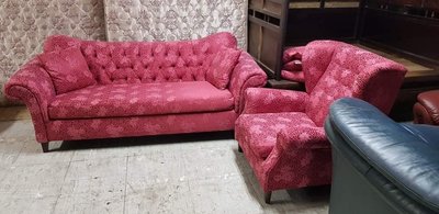 歐式客廳布沙發椅組1+3 一格二手家具 客廳沙發家具 懷舊時尚