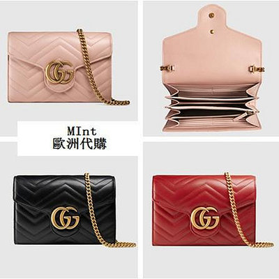 Gucci GG Marmont mini 黑色 紅色 粉色 斜背 鏈帶包 WOC 474575 全新現貨