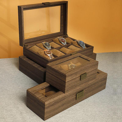 男士木質紋3位6位10位12位手錶盒收藏盒收納盒展示盒機械錶盒A1