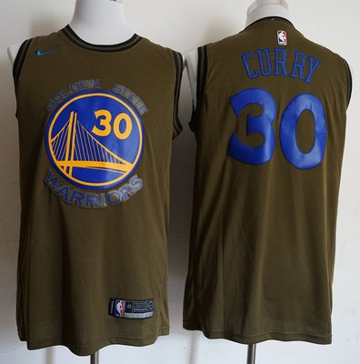 NBA勇士隊 #30號 Curry 柯瑞 主客場復古網眼浪花兄弟球衣 軍綠色
