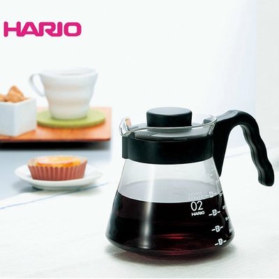 日本製 HARIO V-60 (VCS-02B)微波耐熱玻璃壺 700cc 咖啡壺 花茶壺 黑
