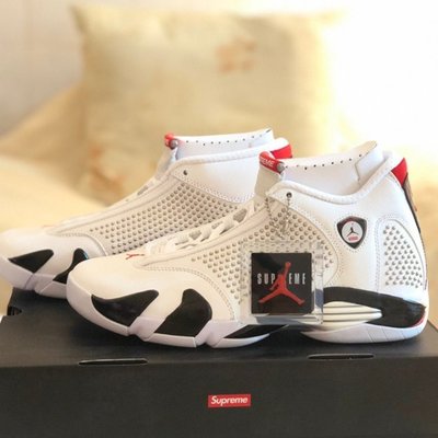 【正品】Air Jordan 14 x Supreme 白紅 BV7630-106潮鞋