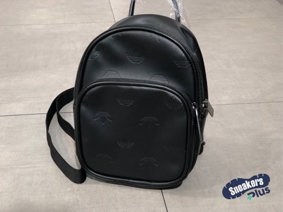 Adidas Mini Backpack 黑 壓紋 滿版Logo 皮革 迷你後背包 DV0195