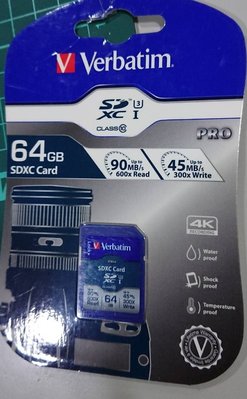 .點子電腦-北投...64GB◎ Verbatim 威寶 64G◎C10 U1 SDXC記憶卡大卡寫入45MB，650元
