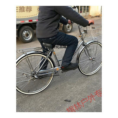 【熱賣精選】自行車 2023新款原裝不銹鋼內變速車復古通勤車載人單車子母車不