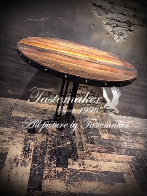 法國仿舊鐵藝 LOFT 工業風  服飾店 展示架 書桌 展示桌 餐桌 工作桌 餐廳 實木鉚釘圓桌