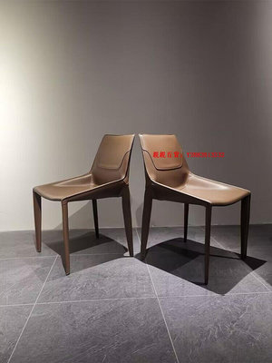 親親百貨-意式輕奢馬鞍皮餐椅家用現代簡約椅子設計師洽談靠背椅滿300出貨