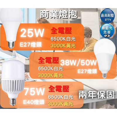 ❤高亮度推薦❤ LED E40 75W / E27 50W 38W 25W 20W 球泡 燈泡 全電壓 含稅