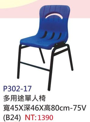 【進日興家具】P302-17 多用途單人椅（深藍色／有透氣孔）辦公椅 書椅 學生椅 台南。高雄。屏東 傢俱宅配