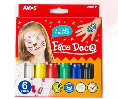 韓國進口AMOS人體臉部彩繪筆6色 化妝品臉彩節日球迷賽事用品