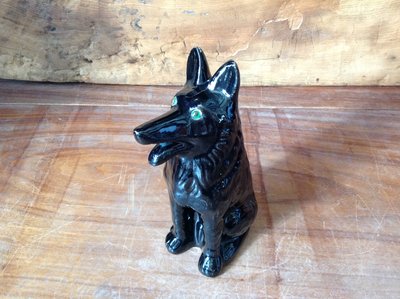 早期鶯歌窯黑色狼犬陶瓷 陶瓷狗