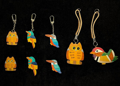 翠鳥 貓頭鷹 鳥類 冰箱貼 鑰匙扣 木雕日本產