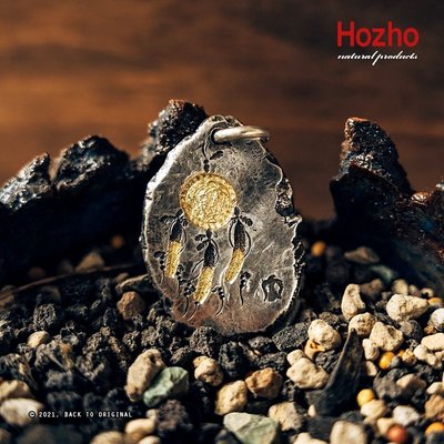 BTO 日本【HOZHO】925銀印地安捕夢網點金隨形項鍊吊墬