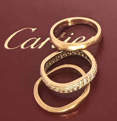 Cartier 原廠盒 18k金 鑽石 三環戒指