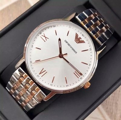 EMPORIO ARMANI 超薄錶盤 銀色不銹鋼錶帶 石英 男士手錶AR11093