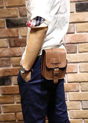 FINDSENSE Z1 韓國 時尚 潮 男 皮質 5.5寸 小腰包 小胸包 手機包 皮帶腰包 多功能休閒掛包