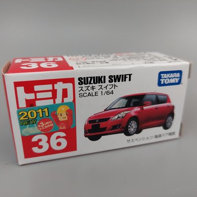 絕版新車贴 2011 tomica tomy 多美 36 Suzuki swift 紅色 盒況如圖