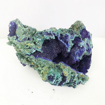 【天然水晶】天然藍銅礦原石礦物標本奇石觀賞石孔雀石藍銅礦共生標本擺件
