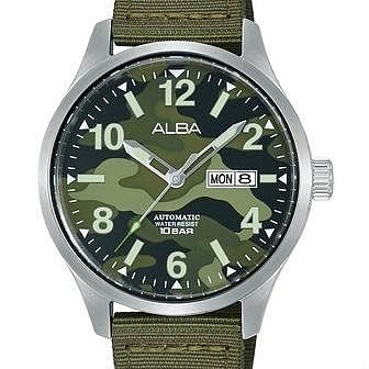「官方授權」ALBA 雅柏 男 迷彩軍風帆布自動上鍊機械腕錶(AL4267X1)