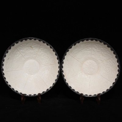 定窯刻花包口花卉紋碗，高6.3cm直徑21.6cm，編號6 瓷器 古瓷 古瓷器