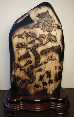 423-天然壽山石雕件(含座重：23公斤) 壽山石 風水石 雅石 桌上型擺件