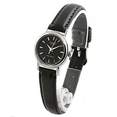 【金台鐘錶】CASIO 卡西歐 皮革錶帶 礦物玻璃鏡面 日常防水女錶(黑面) LTP-1095E-1A