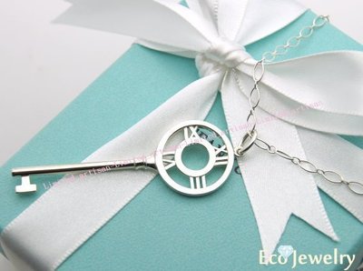 《Eco-jewelry》【Tiffany&amp;Co】 經典大款 羅馬數字鑰匙項鍊 純銀925項鍊 ~專櫃真品 已送洗