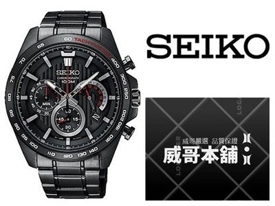 【威哥本舖】日本SEIKO全新原廠貨【附原廠盒】 SSB311P1 黑武士賽車三眼計時錶