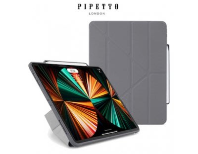 Pipetto 內建筆槽 Origami Pencil iPad Pro 12.9吋(第5代)多角度多功能保護套 深灰色