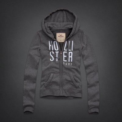 ☆瘋米國衣舖☆ Hollister HCO 灰色 女生棉質帽T外套 加州品牌 海鷗 窄版 貼布logo 保證真品