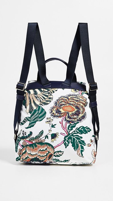 tory burch tilda printed nylon flap backpack