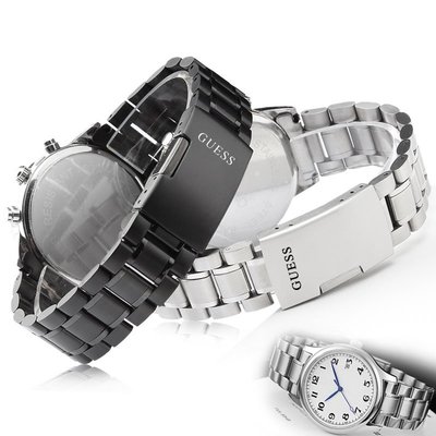蓋爾斯guess手錶帶 實心不銹鋼錶帶 折疊扣男女錶帶配件18/20mm