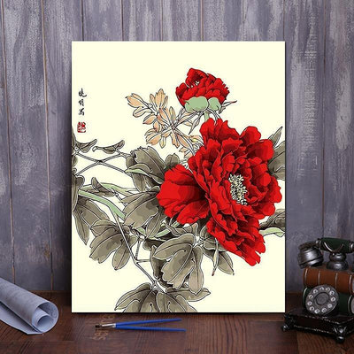 【熱賣精選】diy數字油畫 中式客廳風景花卉動漫人物手繪定制填色裝飾畫 荷花