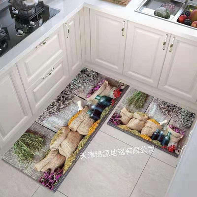 跨境長條仿劃地毯廚房地墊防shui家用加厚門口吸水吸油耐臟腳墊