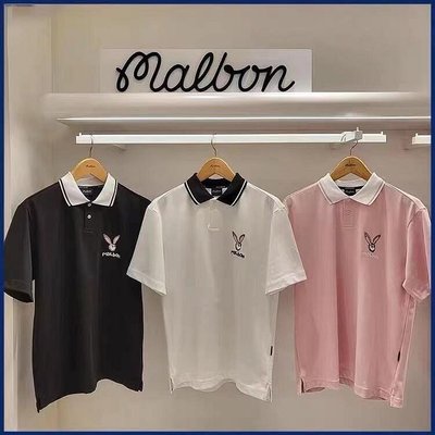 新款推薦 malbon高爾夫球衣男夏季戶外運動短袖上衣兔耳朵polo衫t恤運動-可開發票